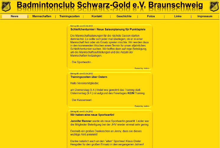 Internetseite Schwarz-Gold